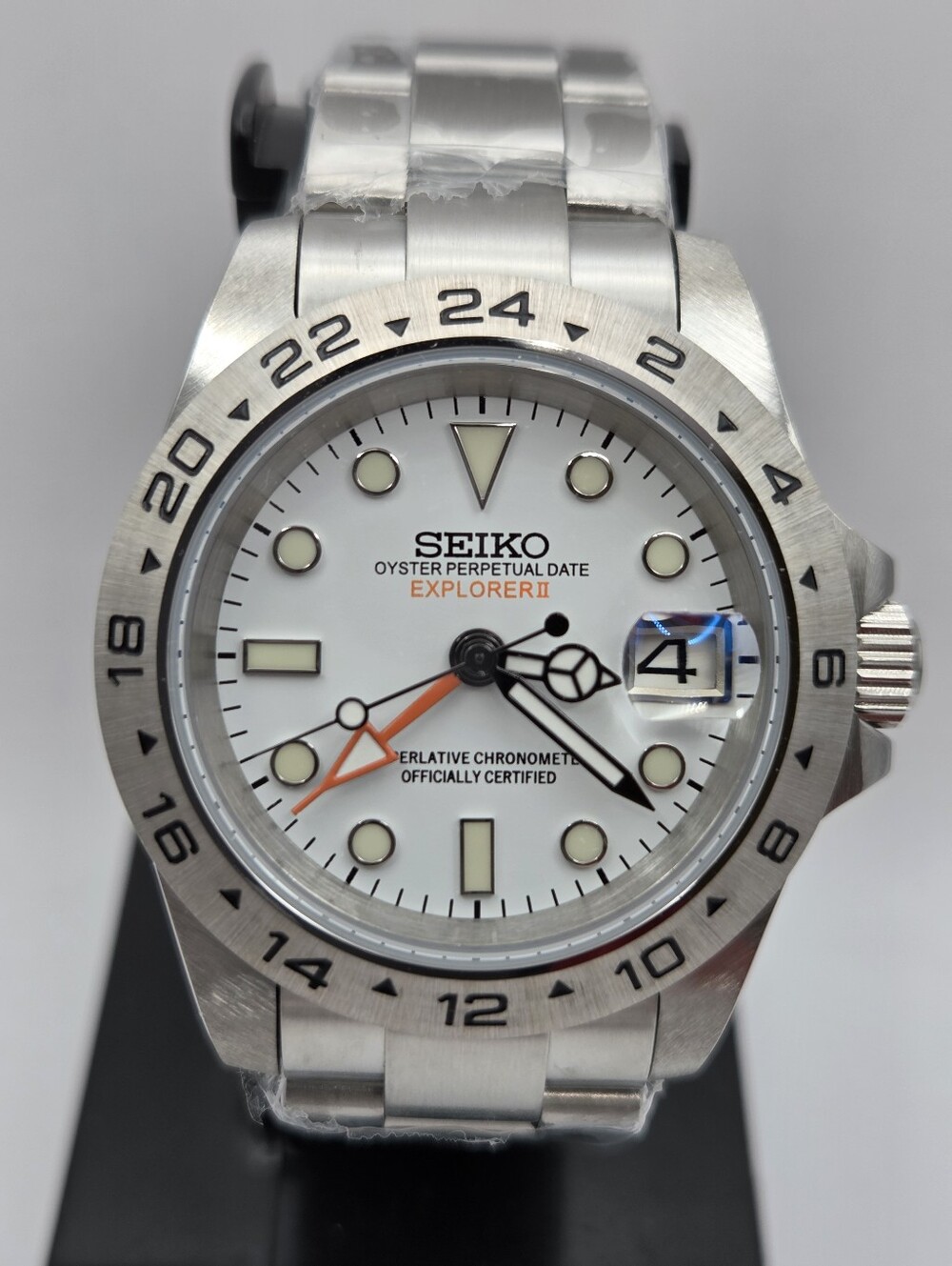New Custom 39mm SeikoMod Automatic GMT Watch Explorer2 Homage